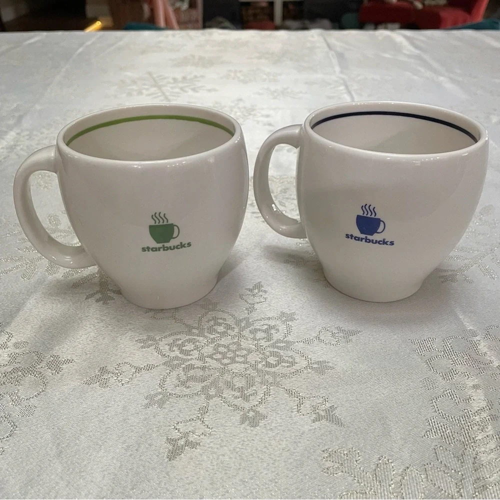 Starbucks Barista 2003 White Ceramic Coffee Mugs x2